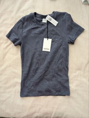 Aritzia Size Small Short Sleeve Shirt - Slate Blue